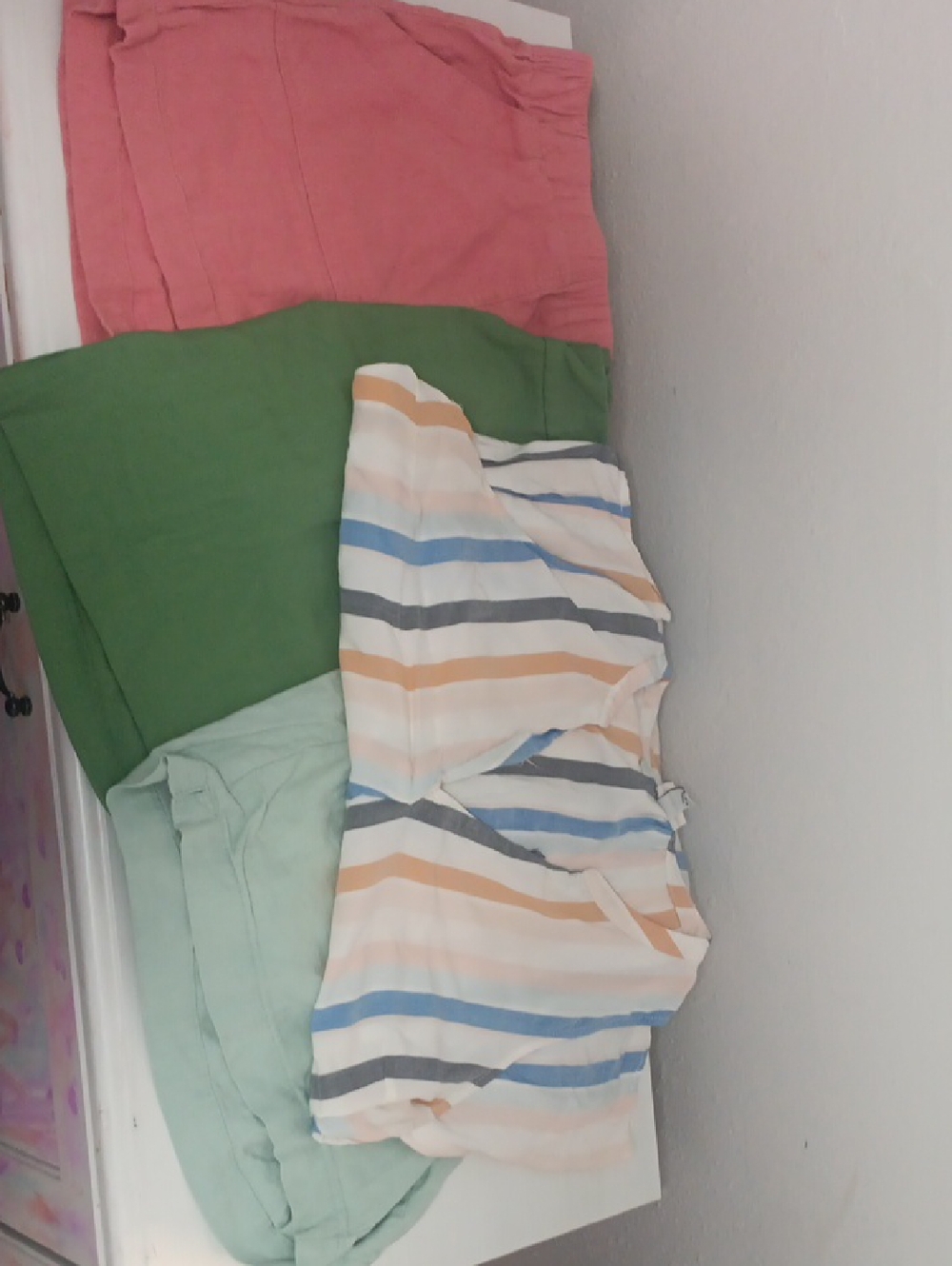 a new day Multicolor Pastel Striped Shirt And Three Pairs Of Shorts